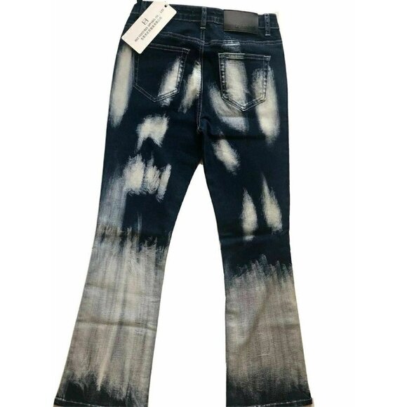 Hez Ventures Womens Blue Painted Cropped Jeans 26 - Picture 5 of 9